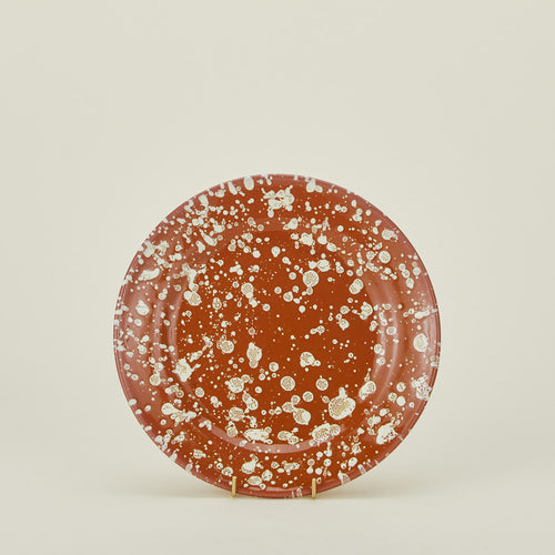Splatter dinner plate in terracotta and ivory