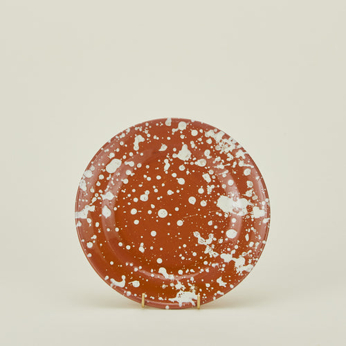 Splatter terracotta and ivory salad plate