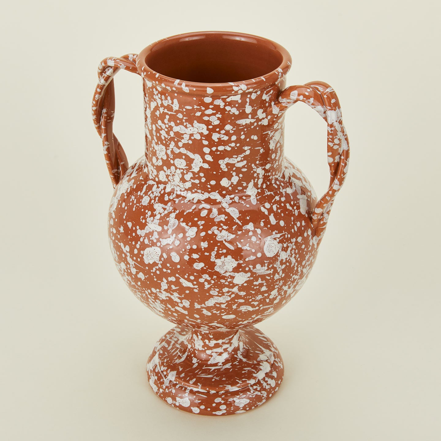 Terracotta and ivory splatter verona vase