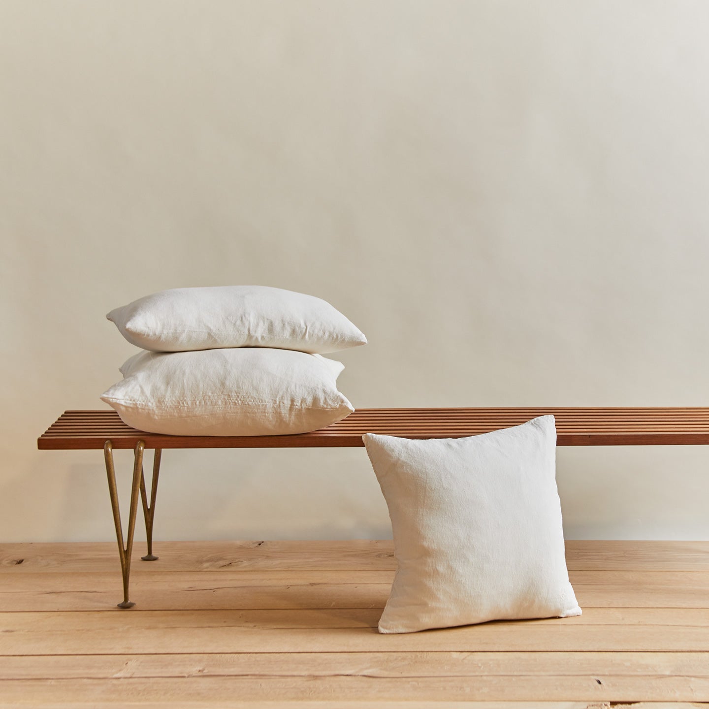 Simple linen pillow in ivory