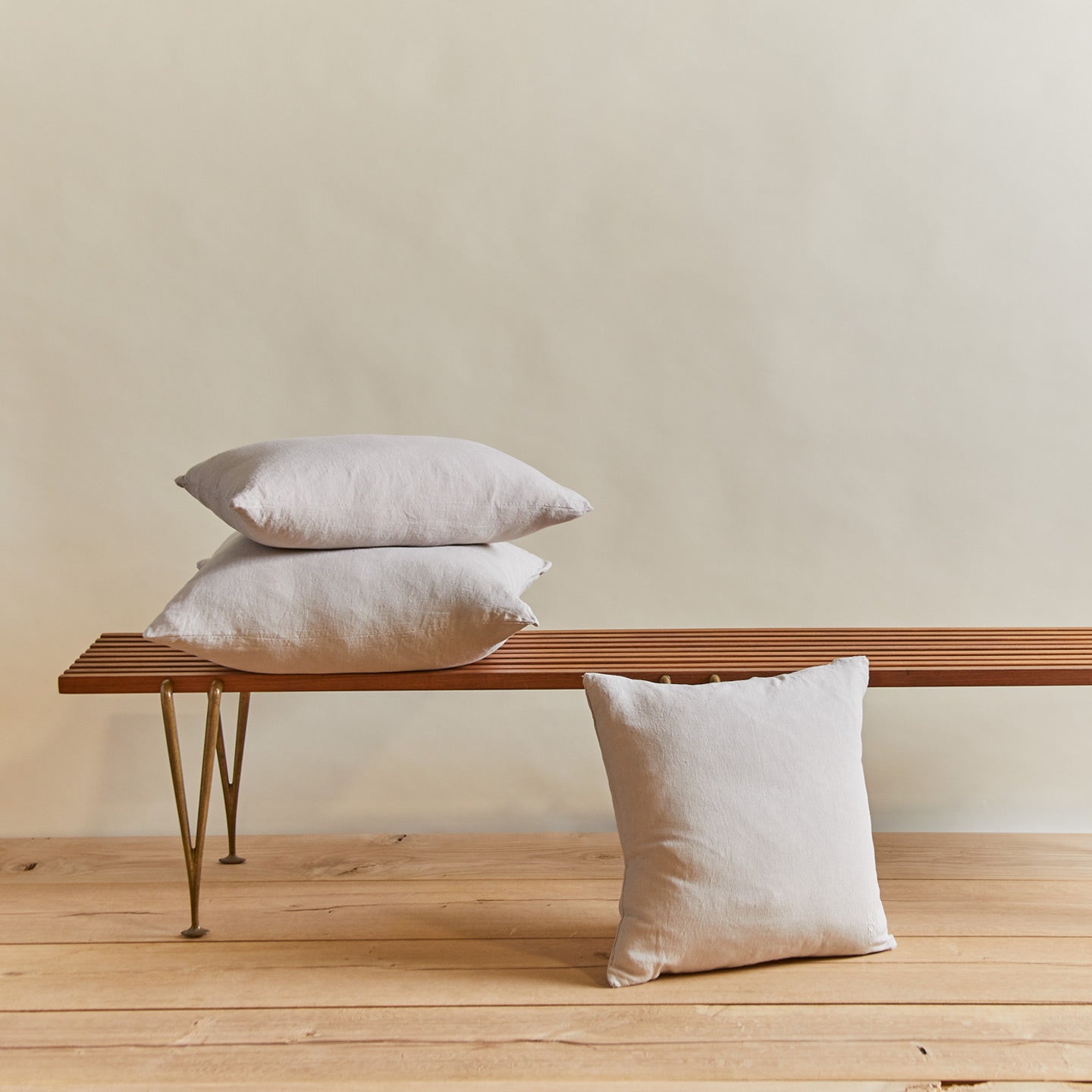 Simple linen pillow in light grey