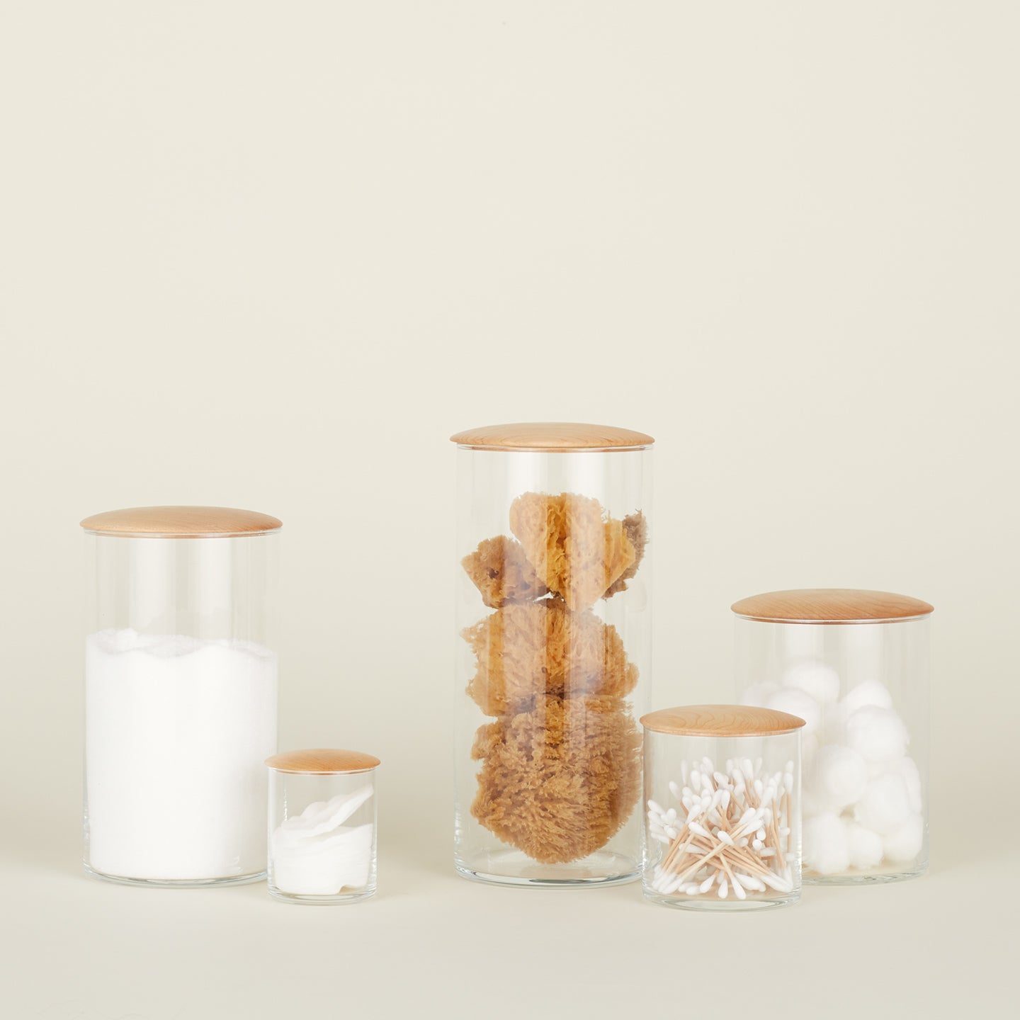 Simple storage container group filled in maple