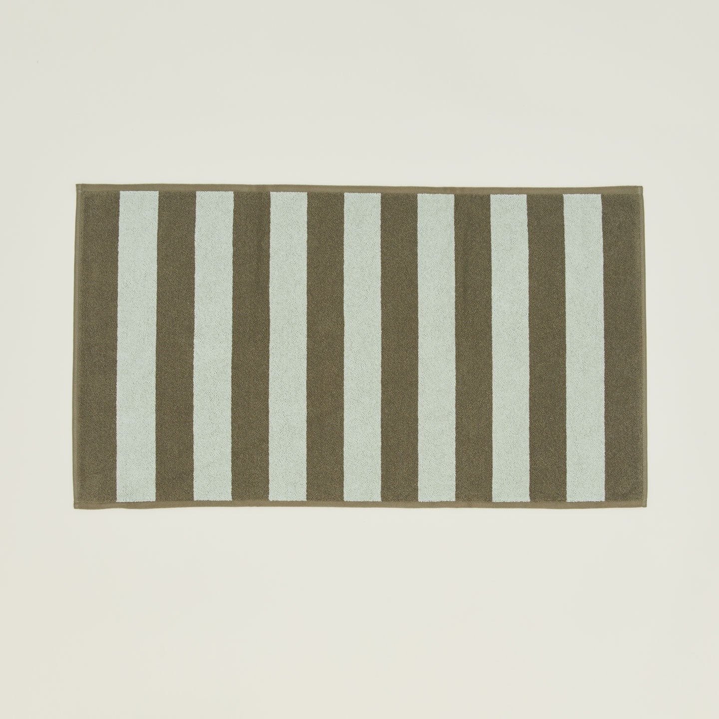 Simple Striped Terry Bath Mat in sage and olive.