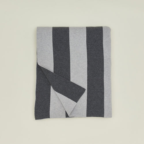 Folded simple striped throw in light and dark grey