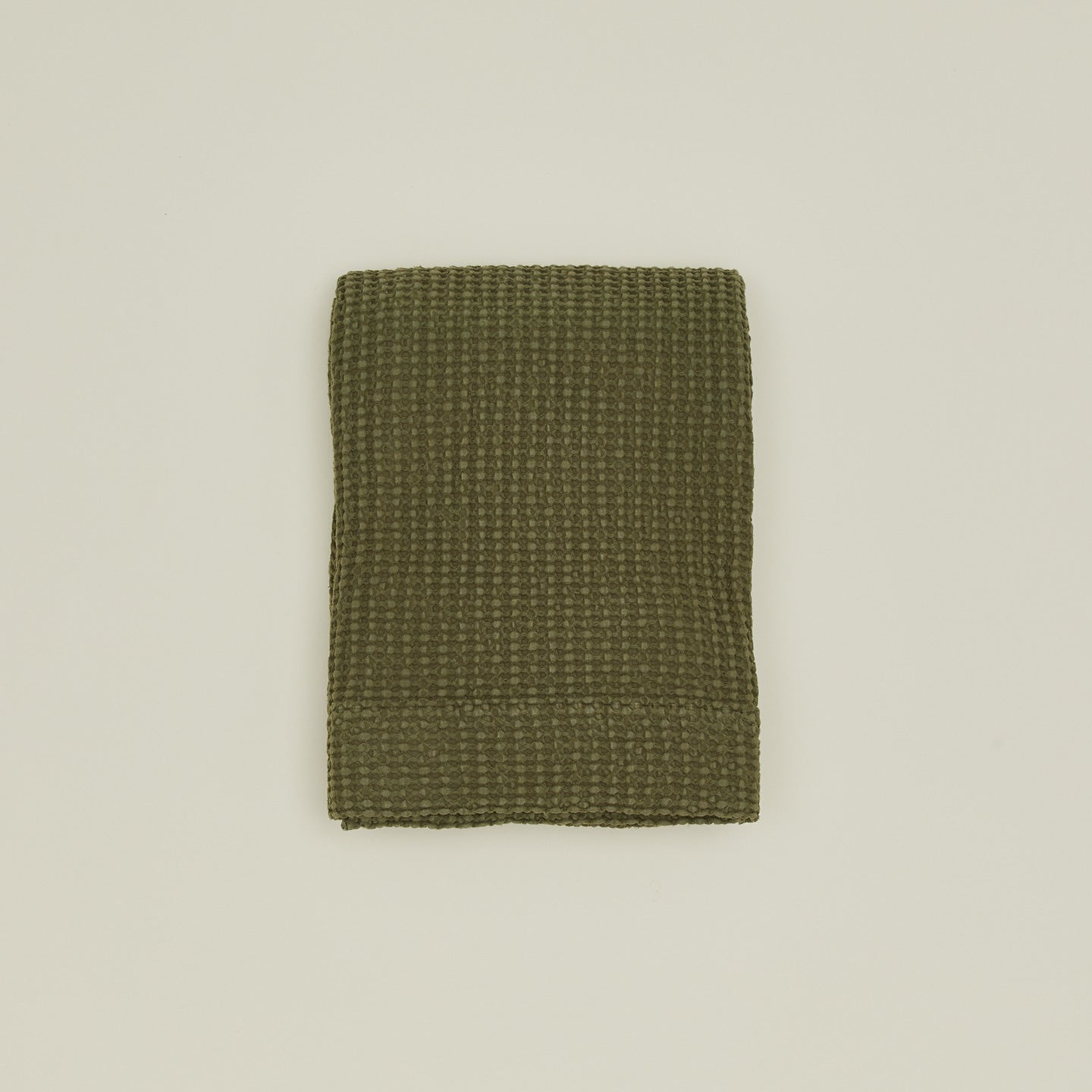 Simple waffle shower curtain in olive