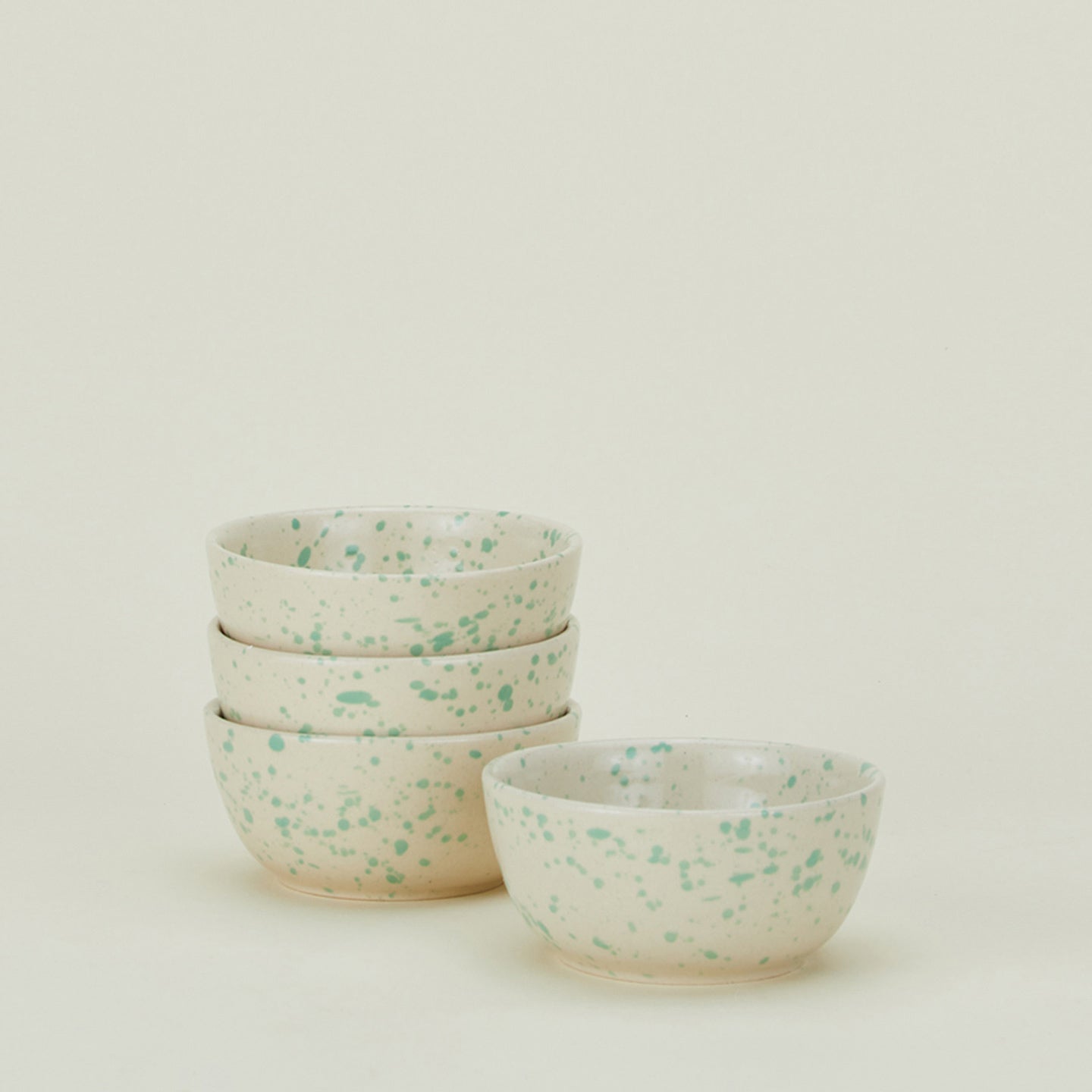 Set of four Splatterware bowls in Pool.