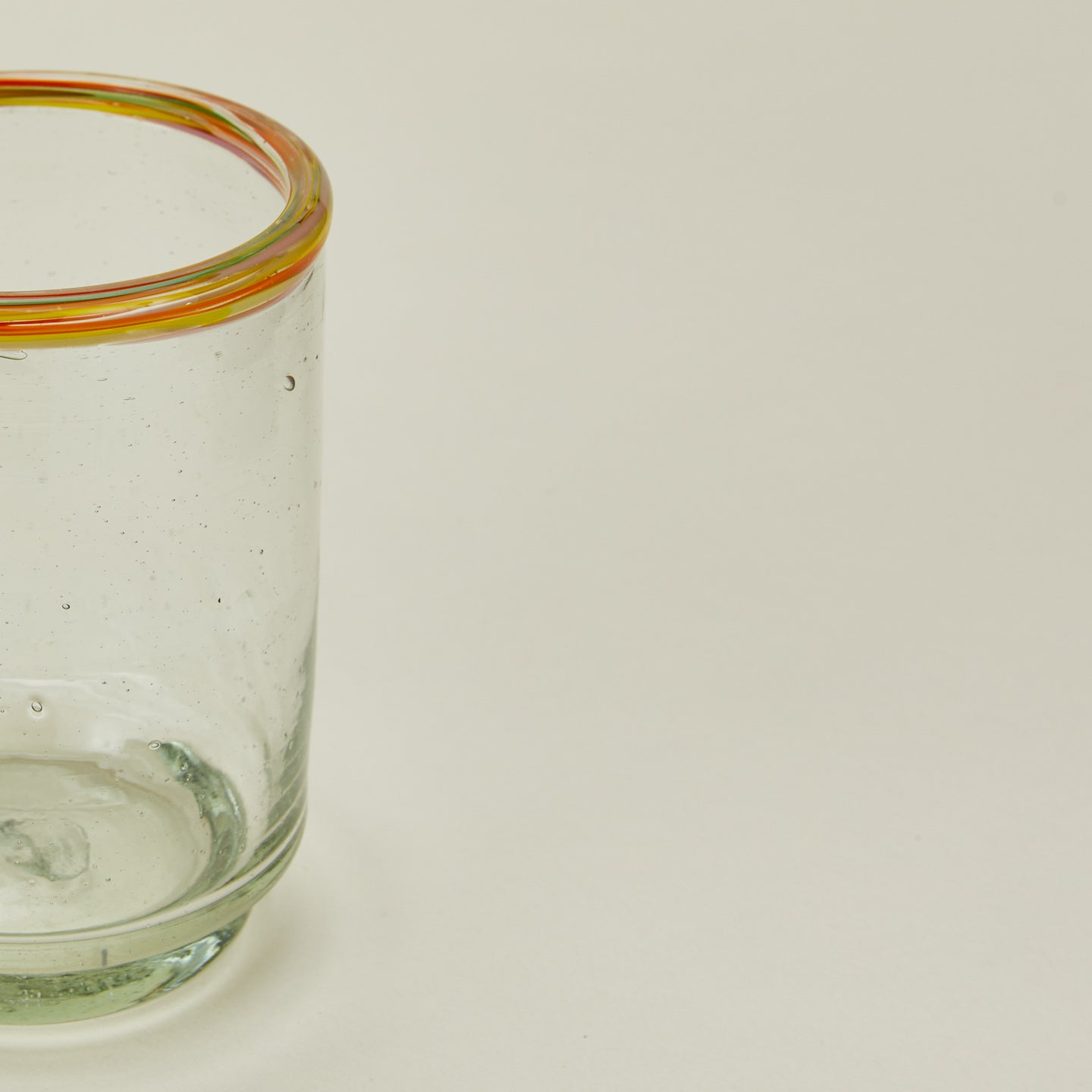 Close up view of medium Sobremesa multicolor rim glass