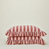Striped + Ruffled Pillowcases, Set of 2 - Blush/Terracotta