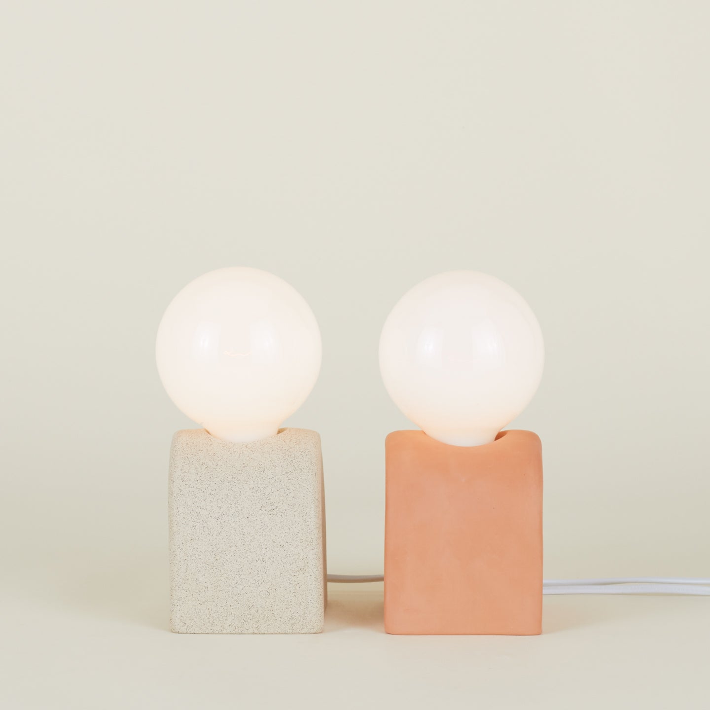 Mima lamps in sand and terracotta
