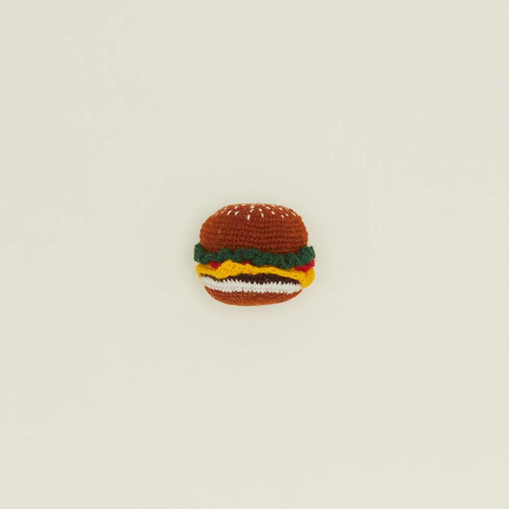 Hand Knit Hamburger Dog Toy Hawkins New York