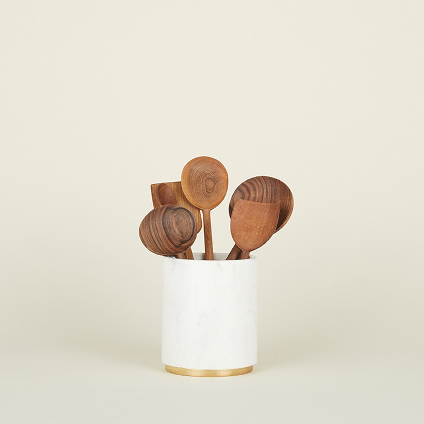 Simple Marble Utility Canister - White/Brass