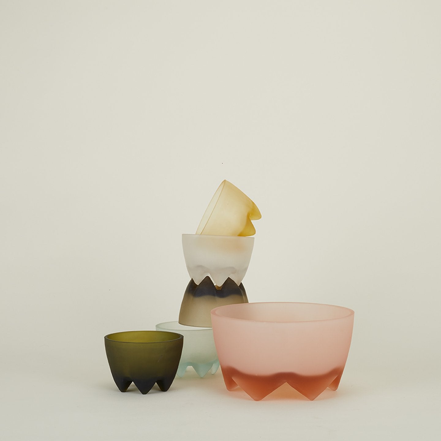 Frosted Footed Bowl - Smoke
