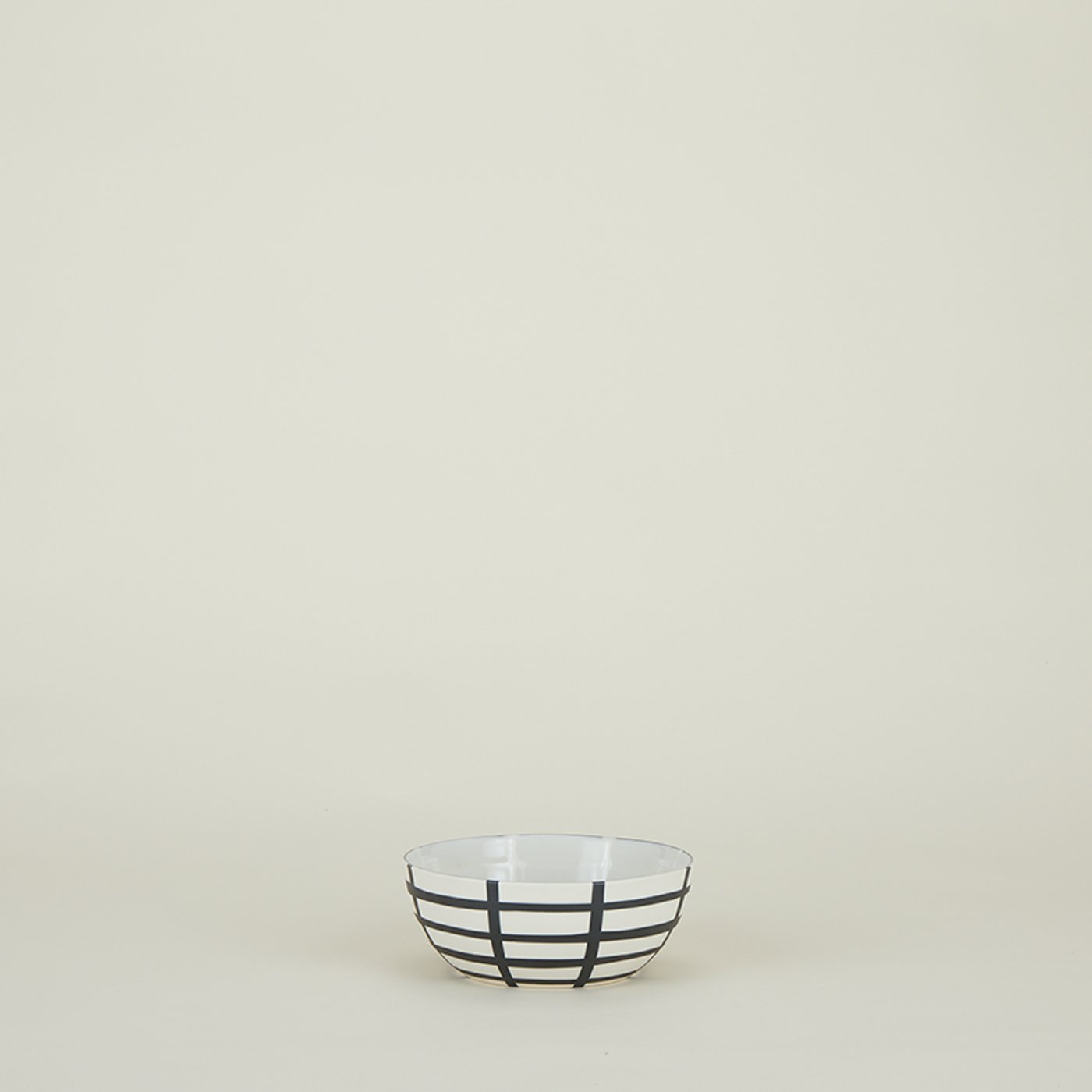Porcelain Bowl - Black + White Grid
