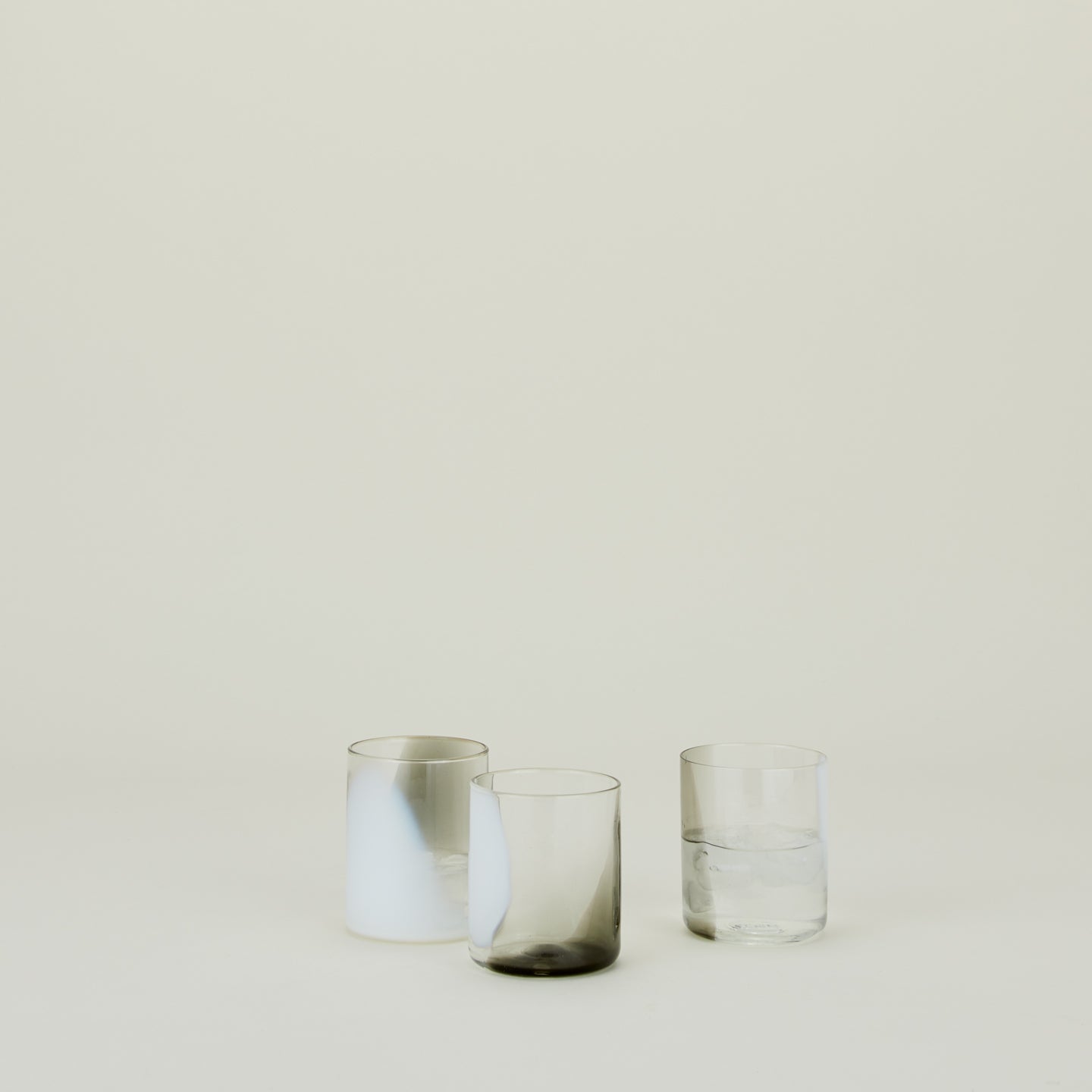 Hand Blown Tumbler - White + Grey