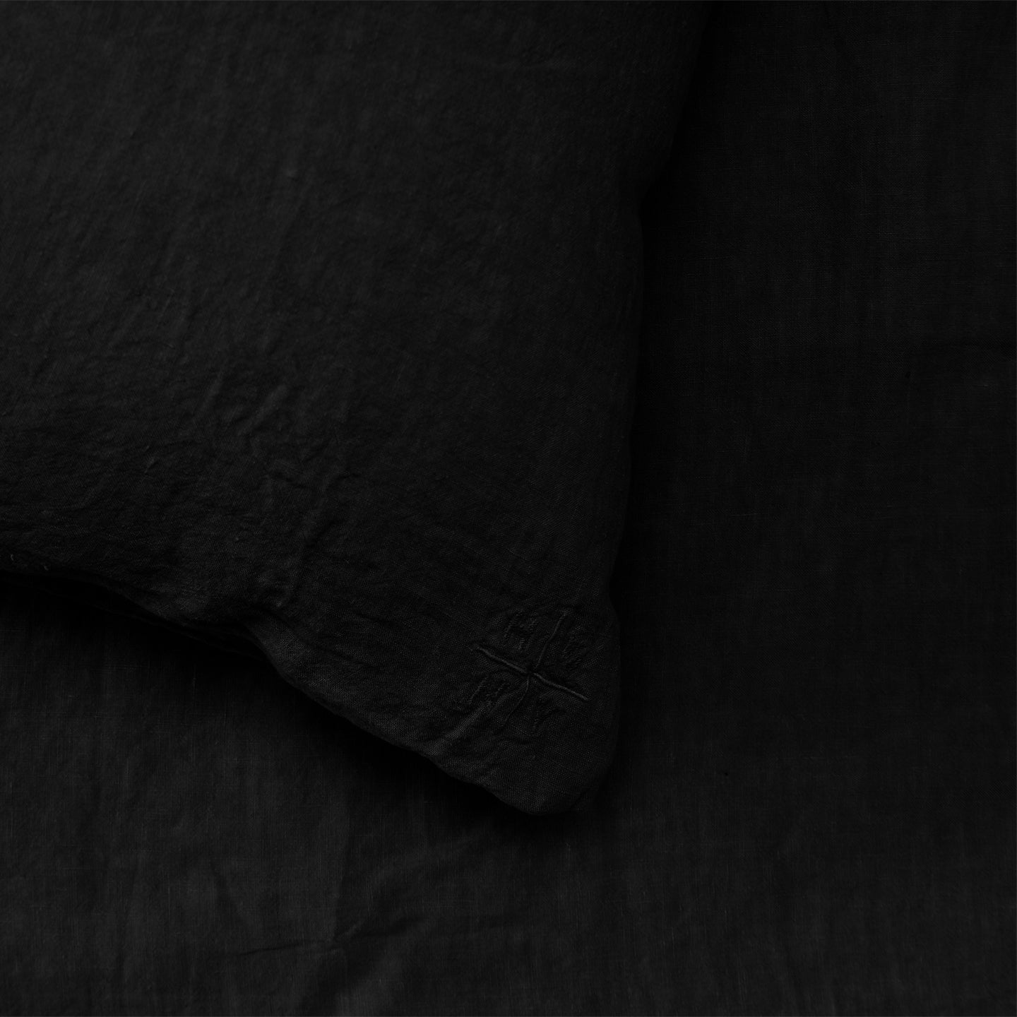 Simple Linen Euro Sham - Black