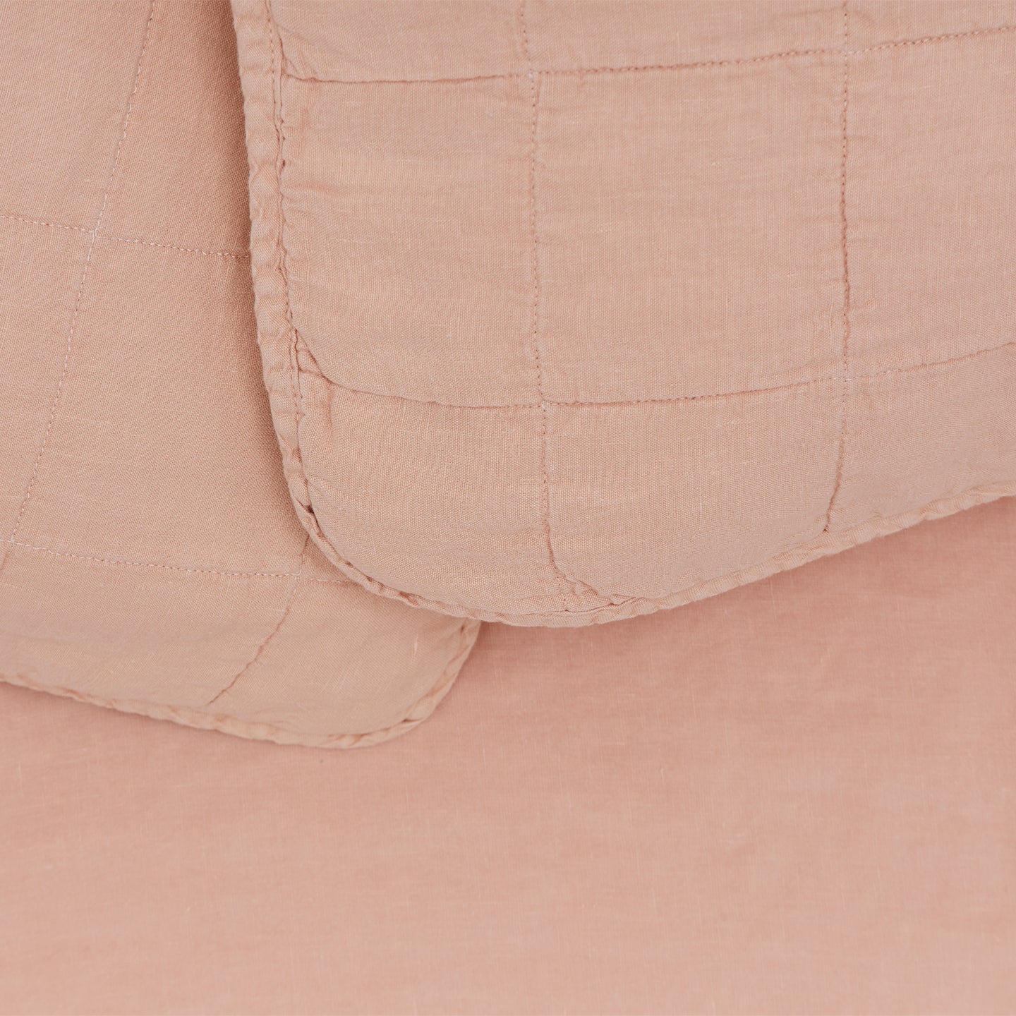 Simple Linen Quilted Shams, Set of 2 - Blush