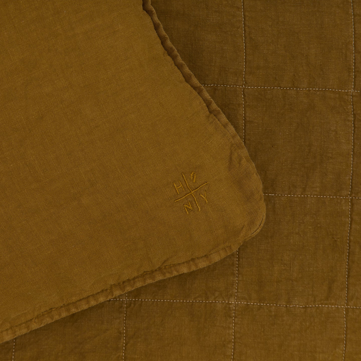 Simple Linen Quilted Shams, Set of 2 - Bronze
