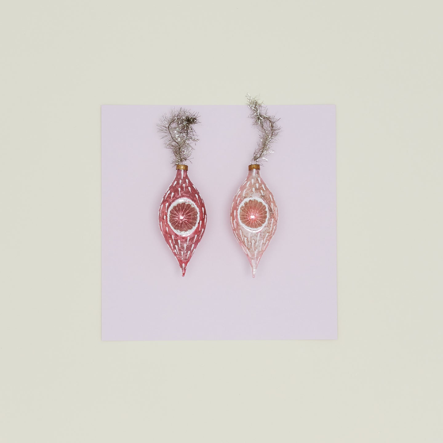 Victorian Indent Ornament, Set of 2 - Pink