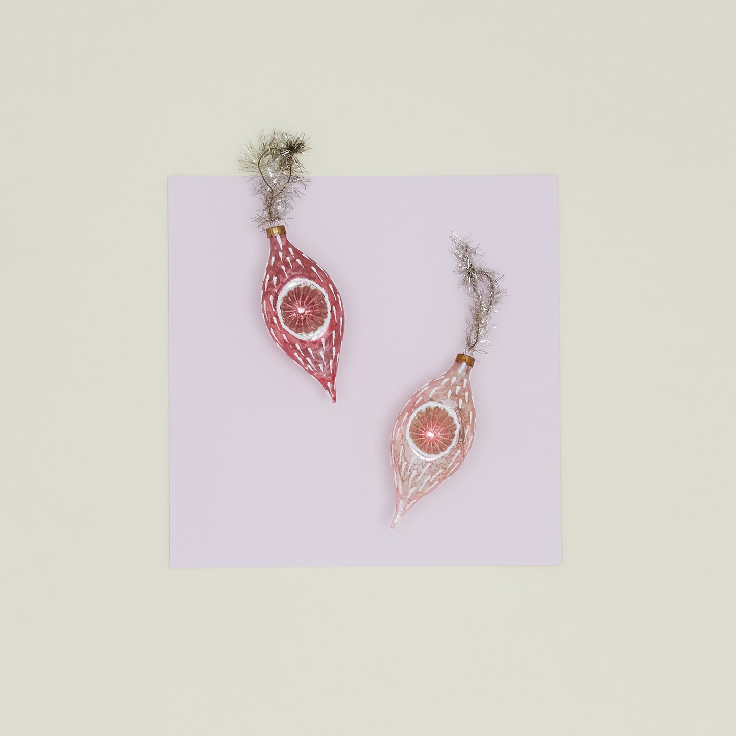 Victorian Indent Ornament, Set of 2 - Pink