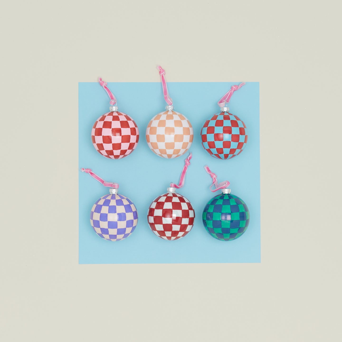 Checked Bauble Set