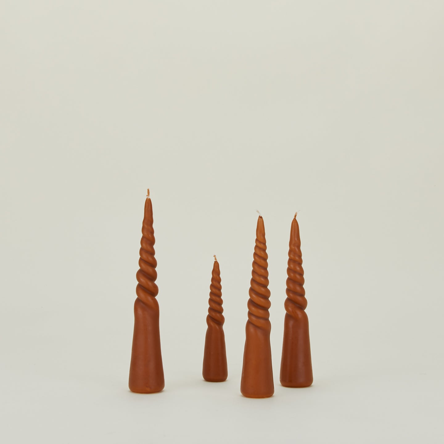 Twisted Candles, Set of 4 - Rust