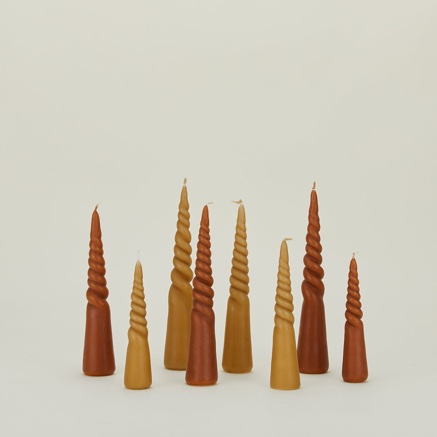 Twisted Candles, Set of 4 - Rust