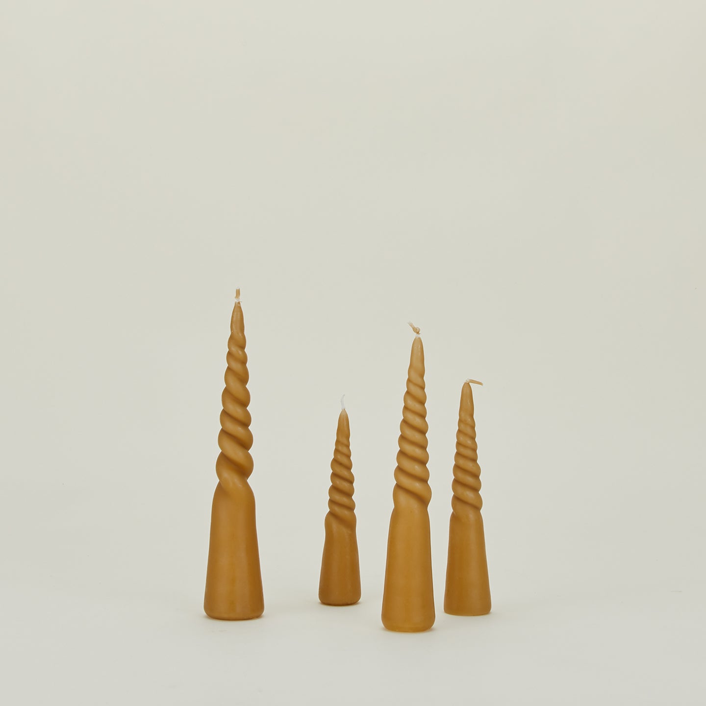 Twisted Candles, Set of 4 - Straw