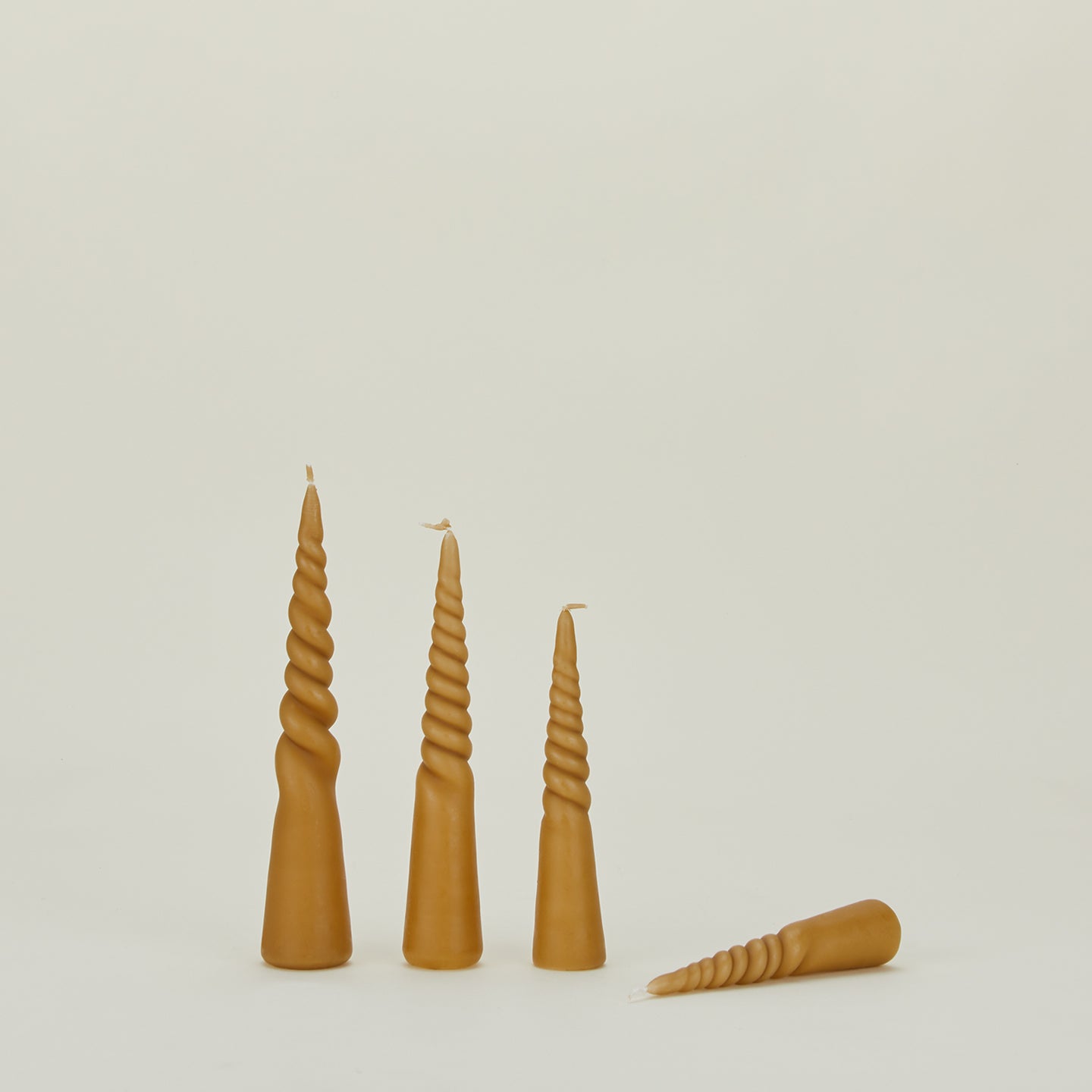 Twisted Candles, Set of 4 - Straw