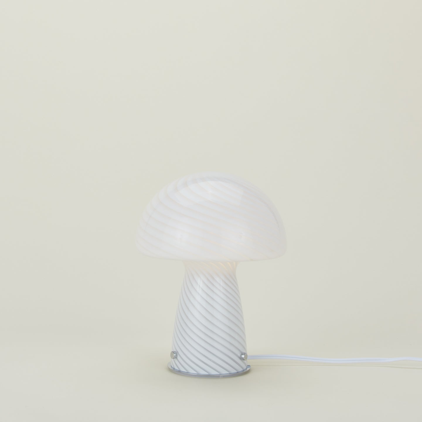 Glass Tall Mushroom Lamp - White