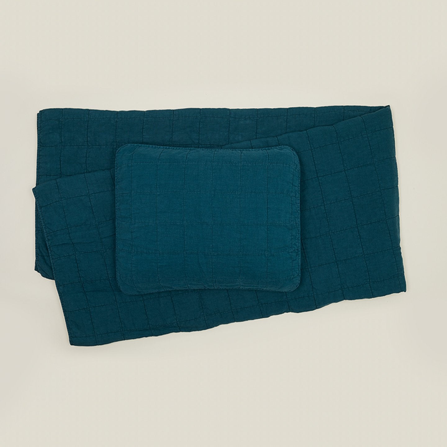 Simple Linen Quilted Shams - Peacock