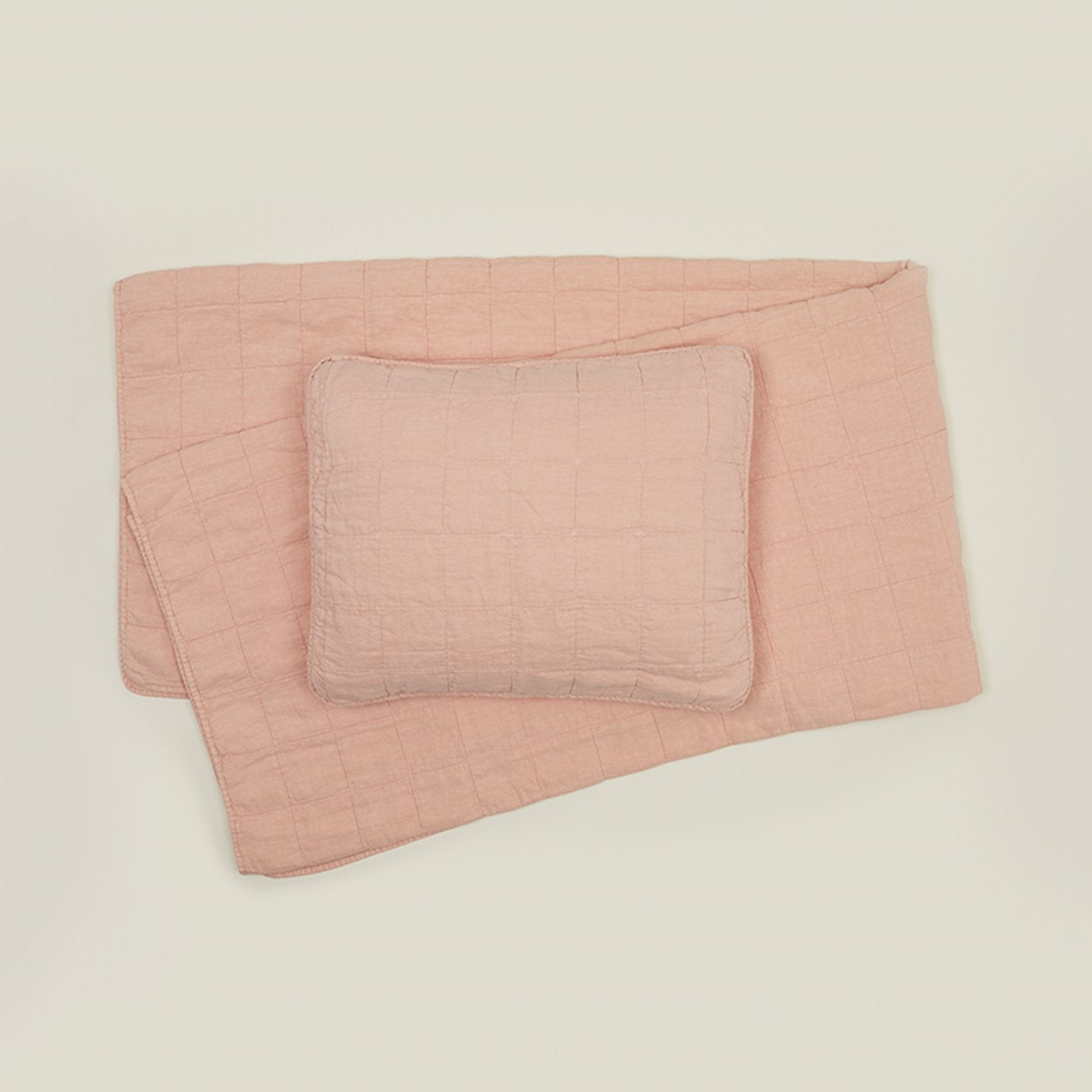Simple Linen Quilted Shams - Blush