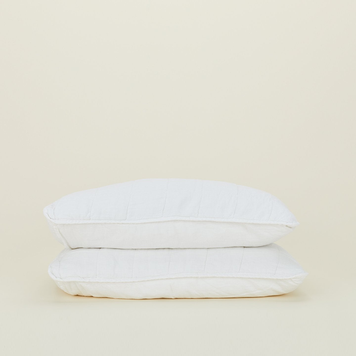 Simple Linen Quilted Shams - White