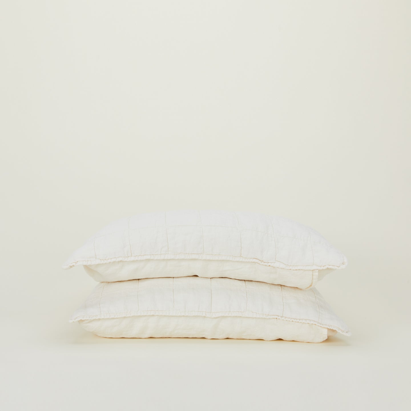 Simple Linen Quilted Shams, Set of 2 - Ivory
