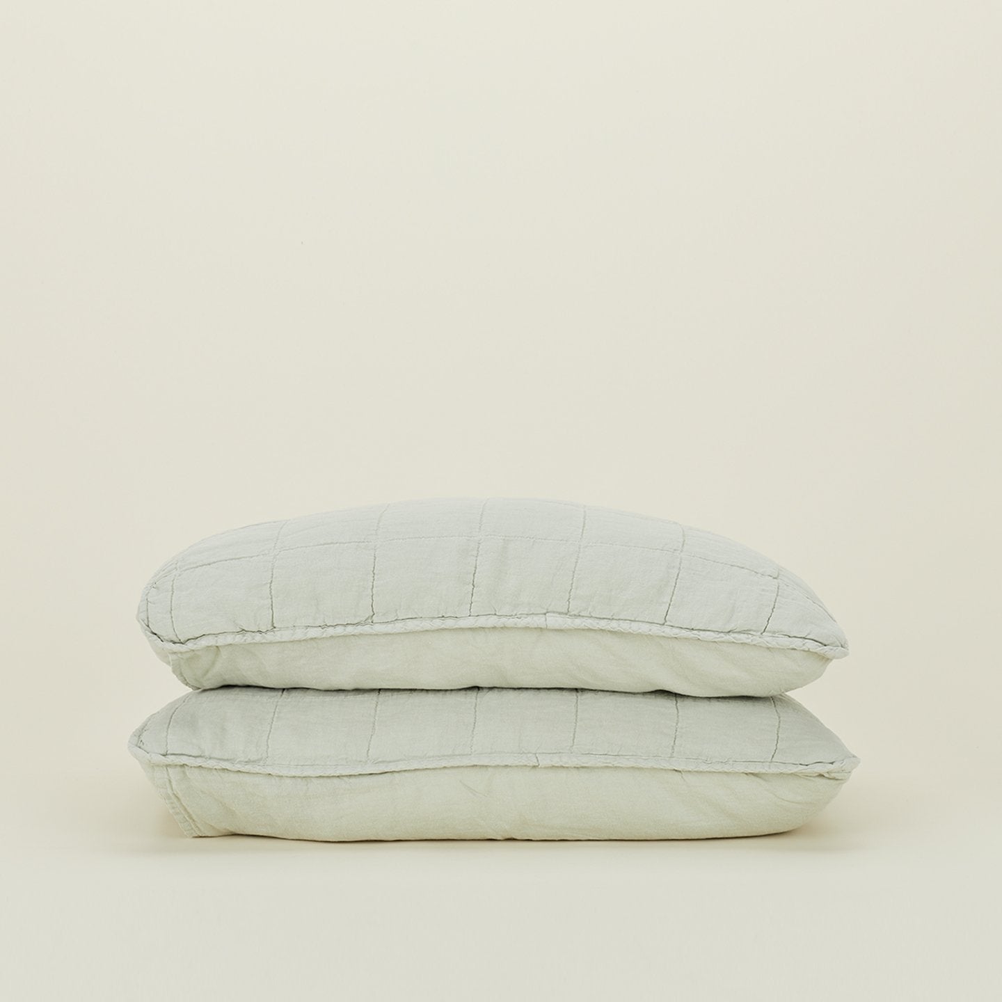 Simple Linen Quilted Shams - Sage