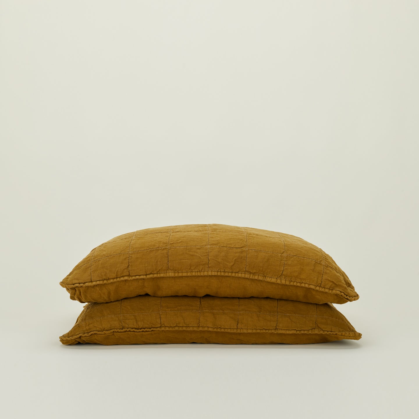 Simple Linen Quilted Shams - Bronze