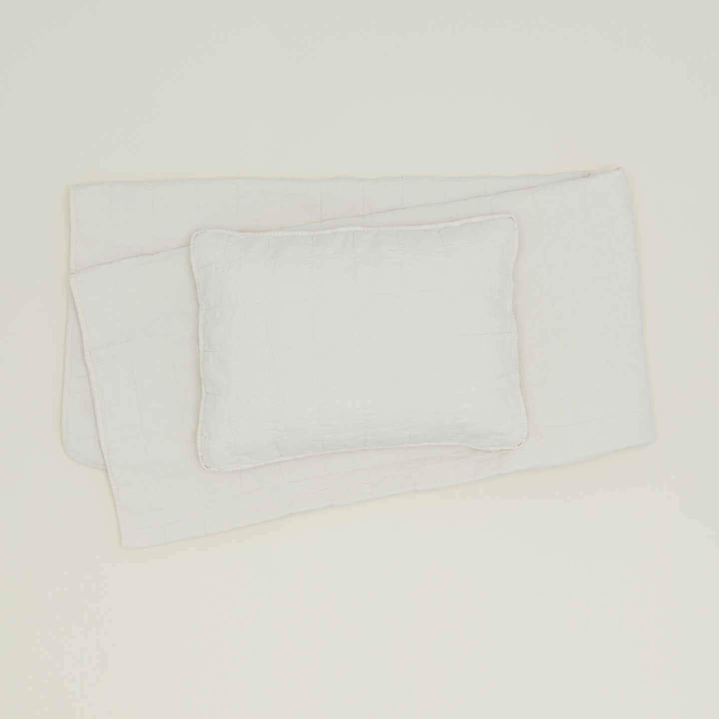 Simple Linen Quilted Shams, Set of 2 - Ivory