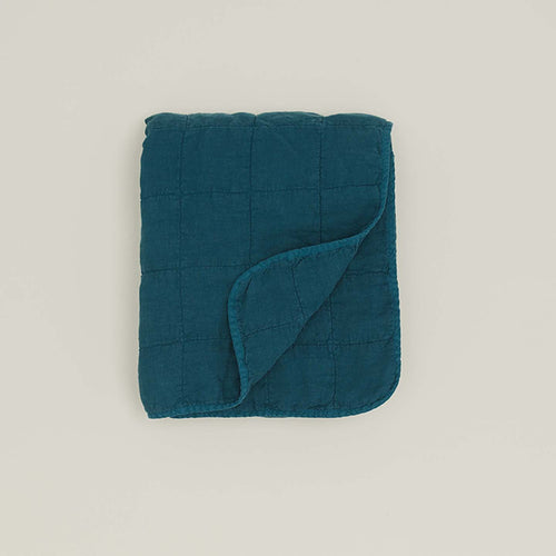 Simple Linen Quilted Throw - Peacock