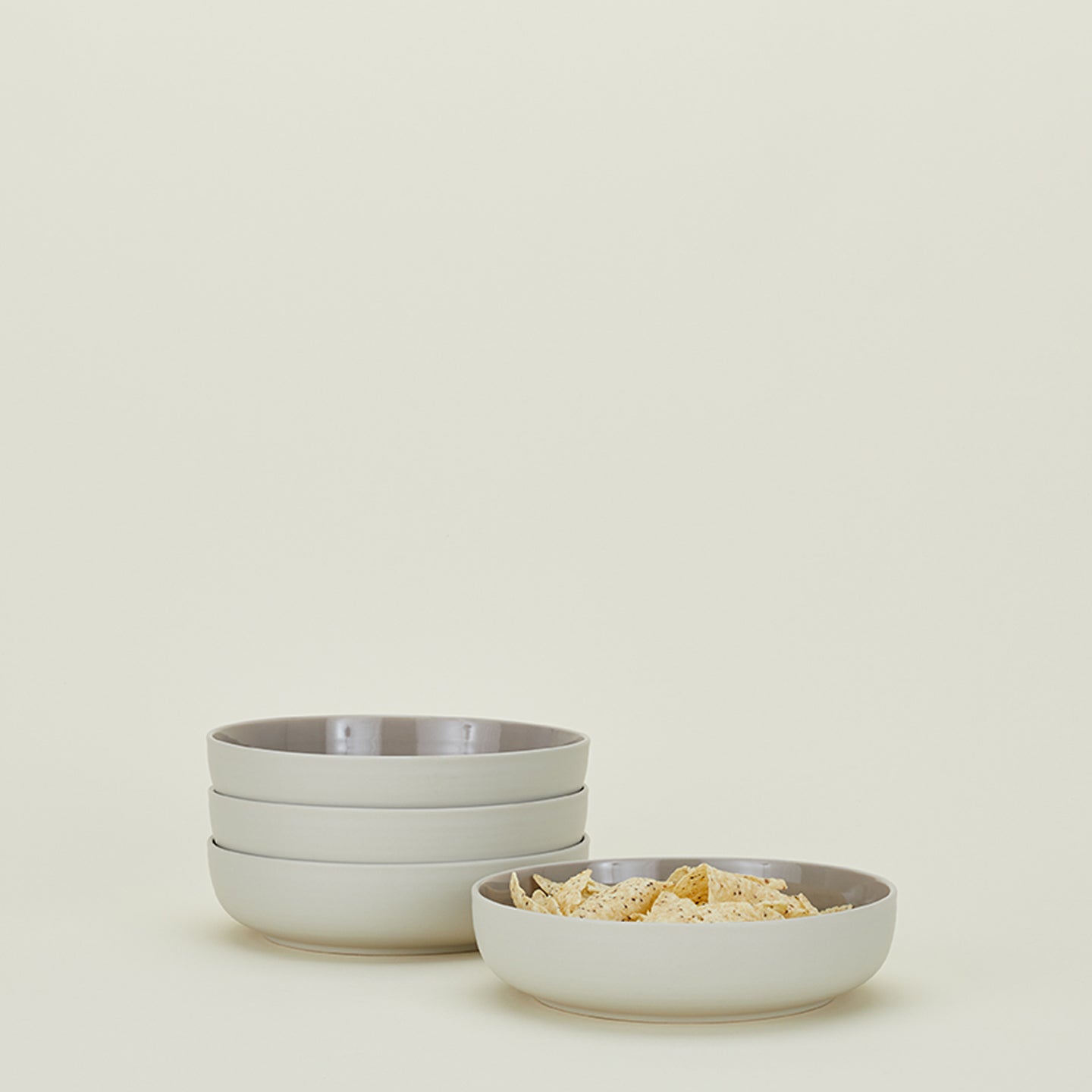 Essential Low Bowl, Set of 4 - Light Grey