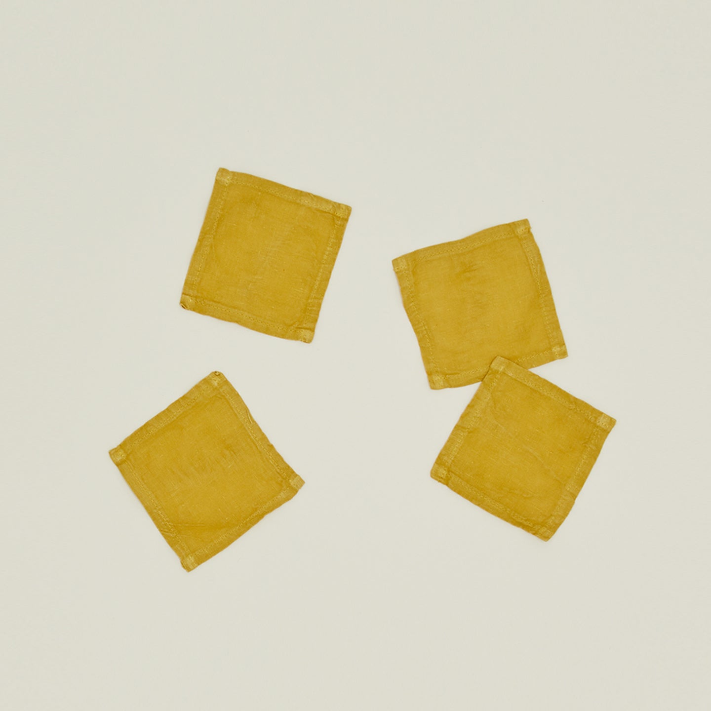 Simple Linen Cocktail Napkin, Set of 4 - Mustard