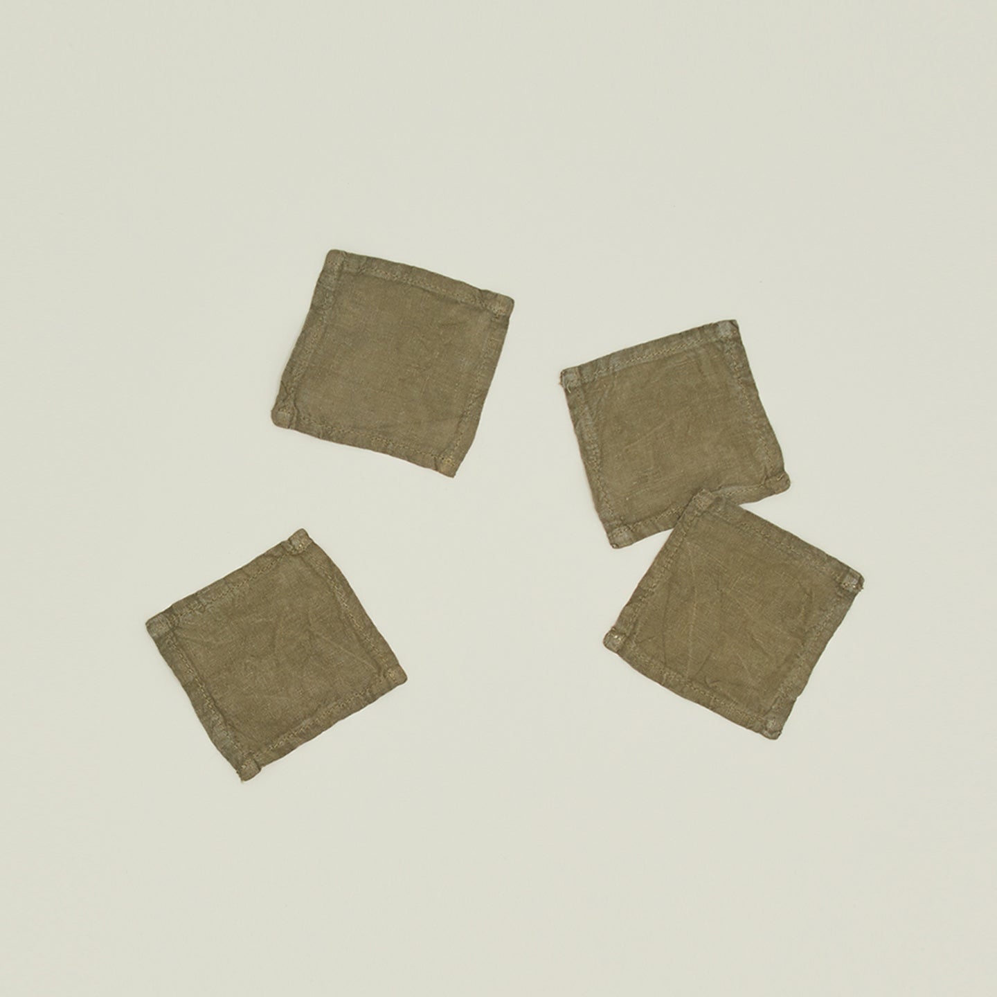 Simple Linen Cocktail Napkin, Set of 4 - Olive