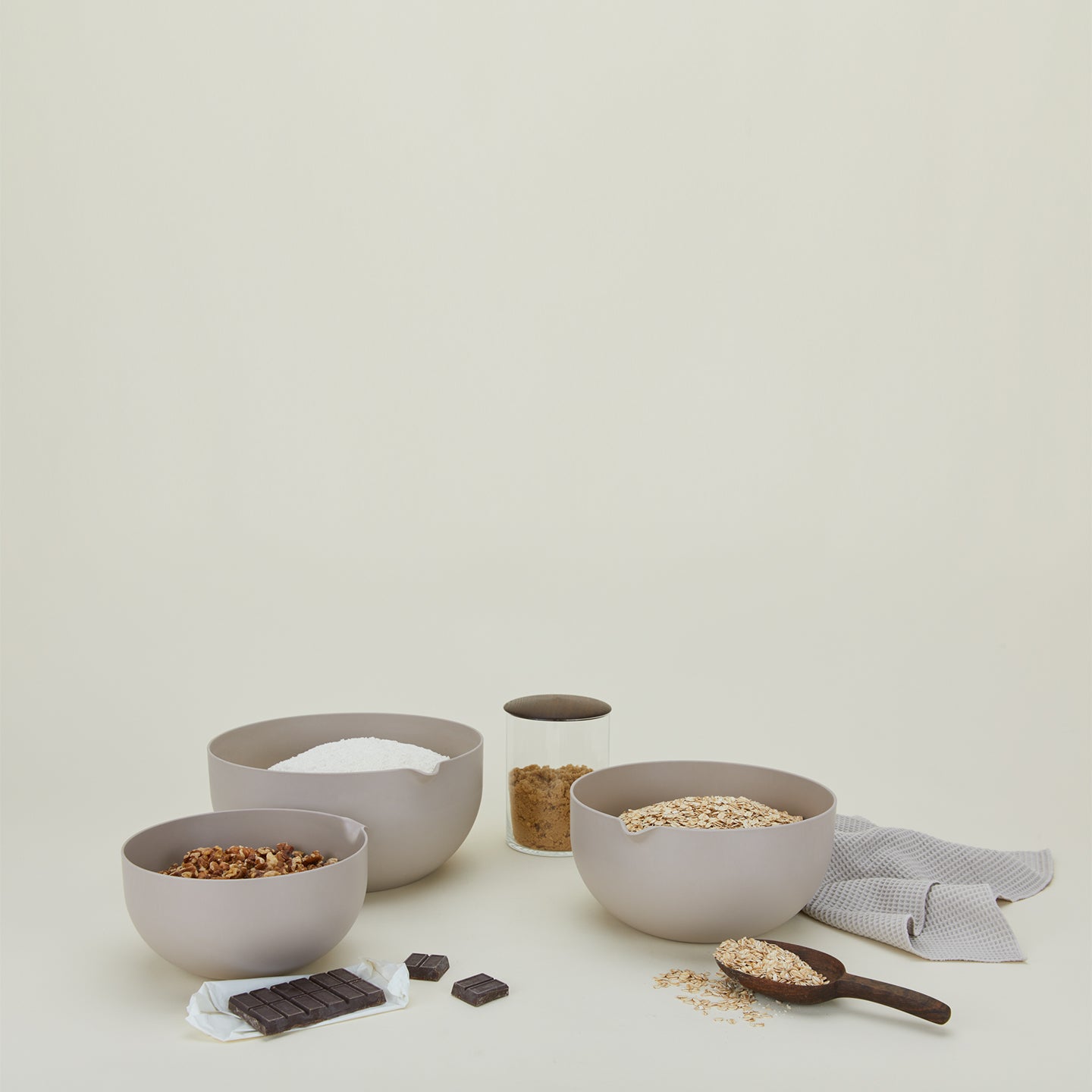Essential Mixing Bowls, Set of 3 - Light Grey