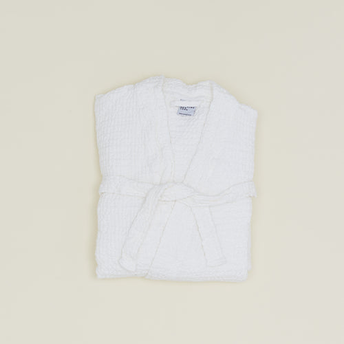 Simple Waffle Bathrobe - White