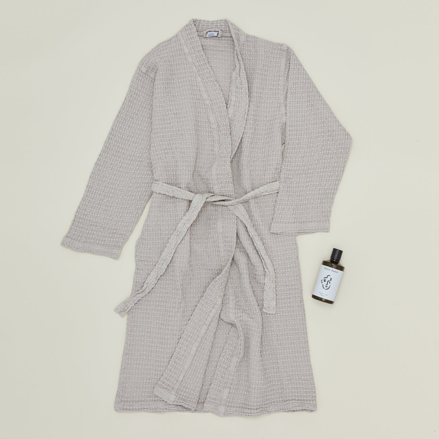 Simple Waffle Bathrobe - Light Grey