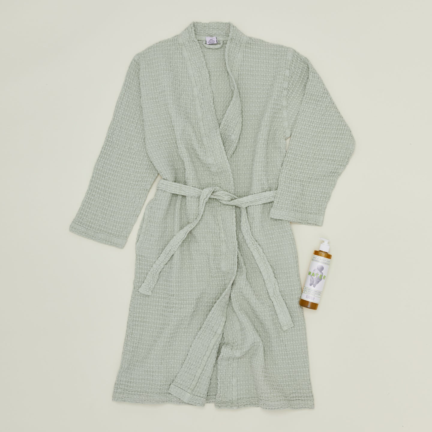 Simple Waffle Bathrobe - Sage