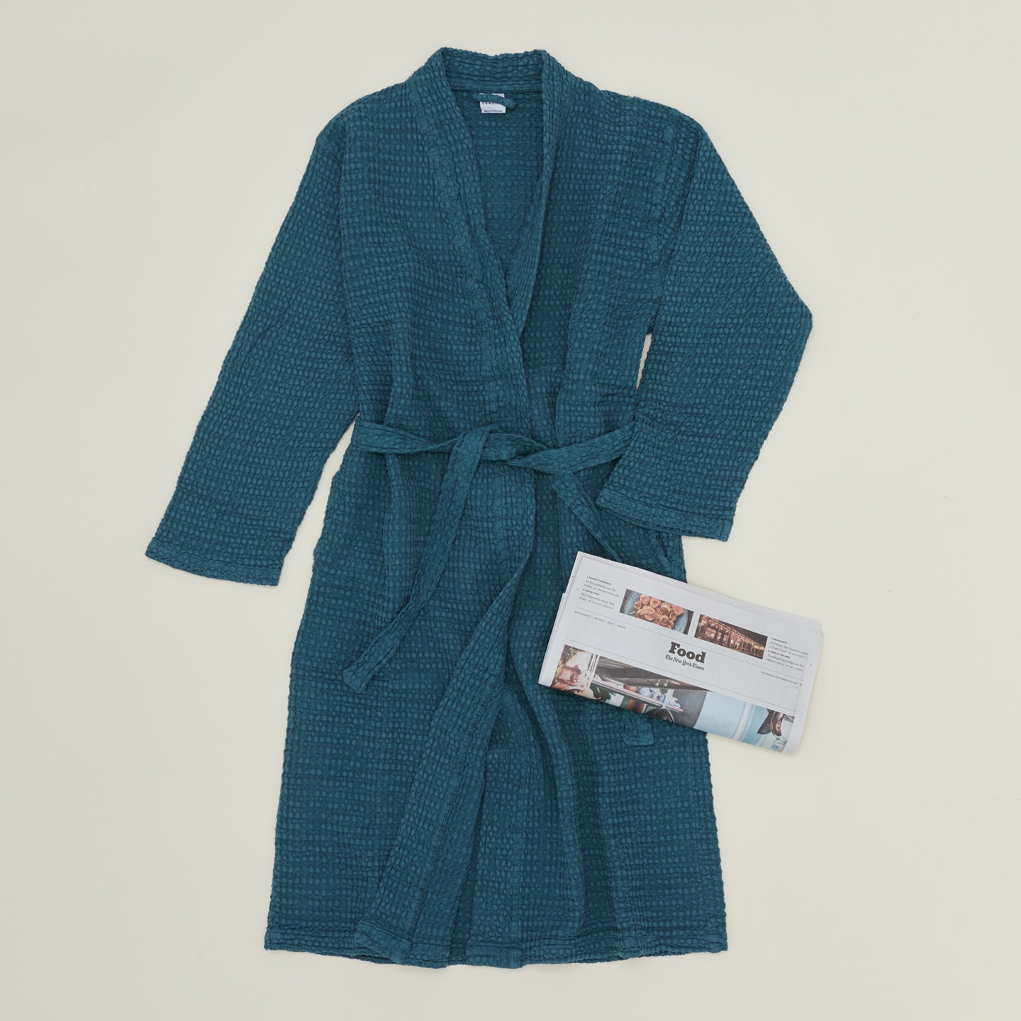 Simple Waffle Bathrobe - Peacock
