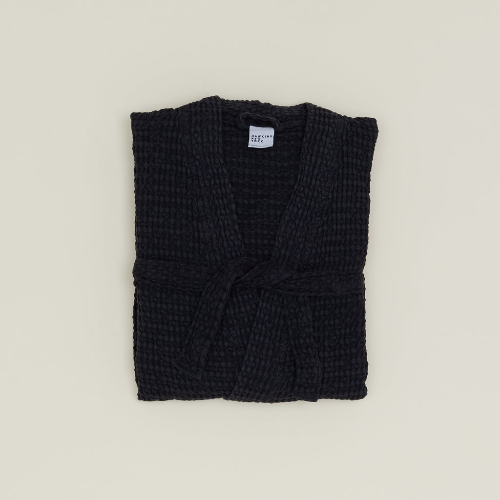 Simple Waffle Bathrobe Black Hawkins New York