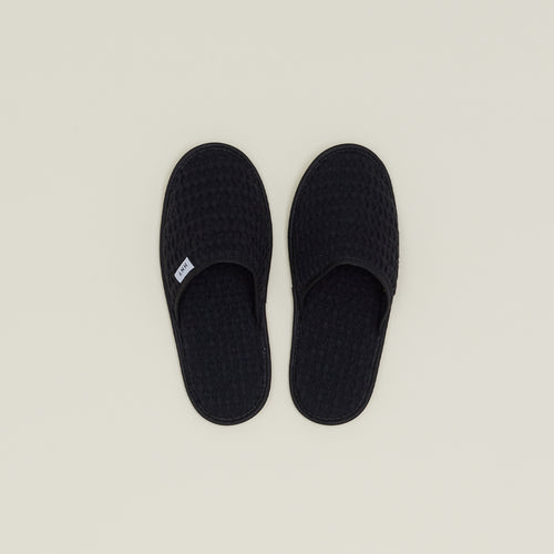 Simple Waffle Slippers - Black