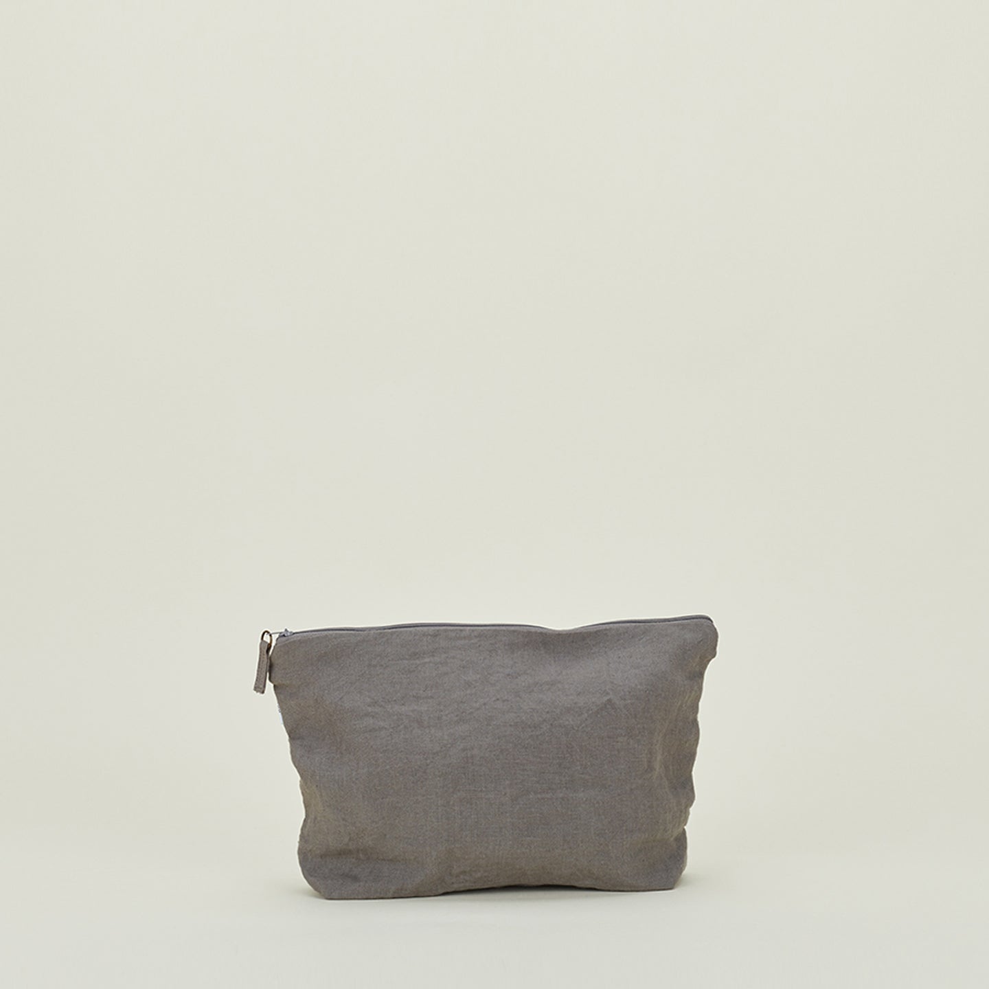Simple Linen Zipper Pouch - Dark Grey