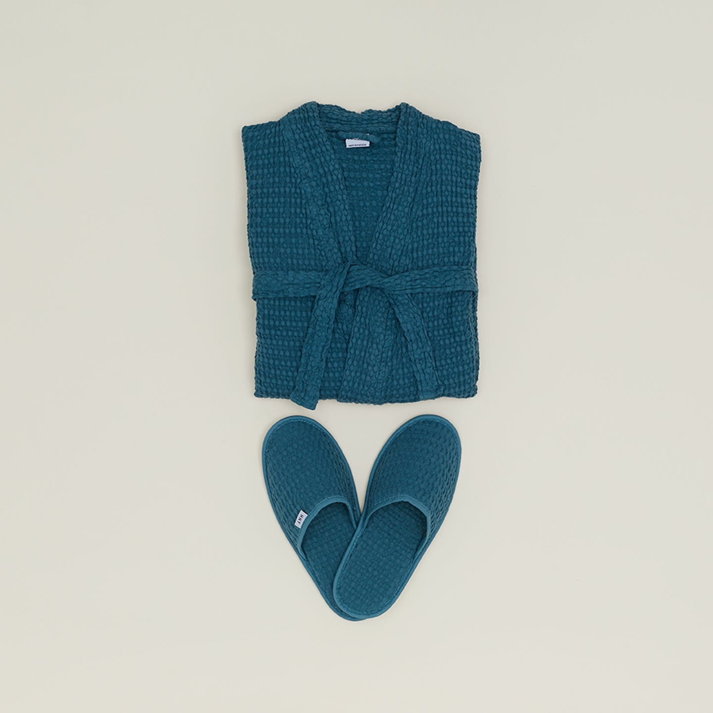 Simple Waffle Bathrobe - Peacock