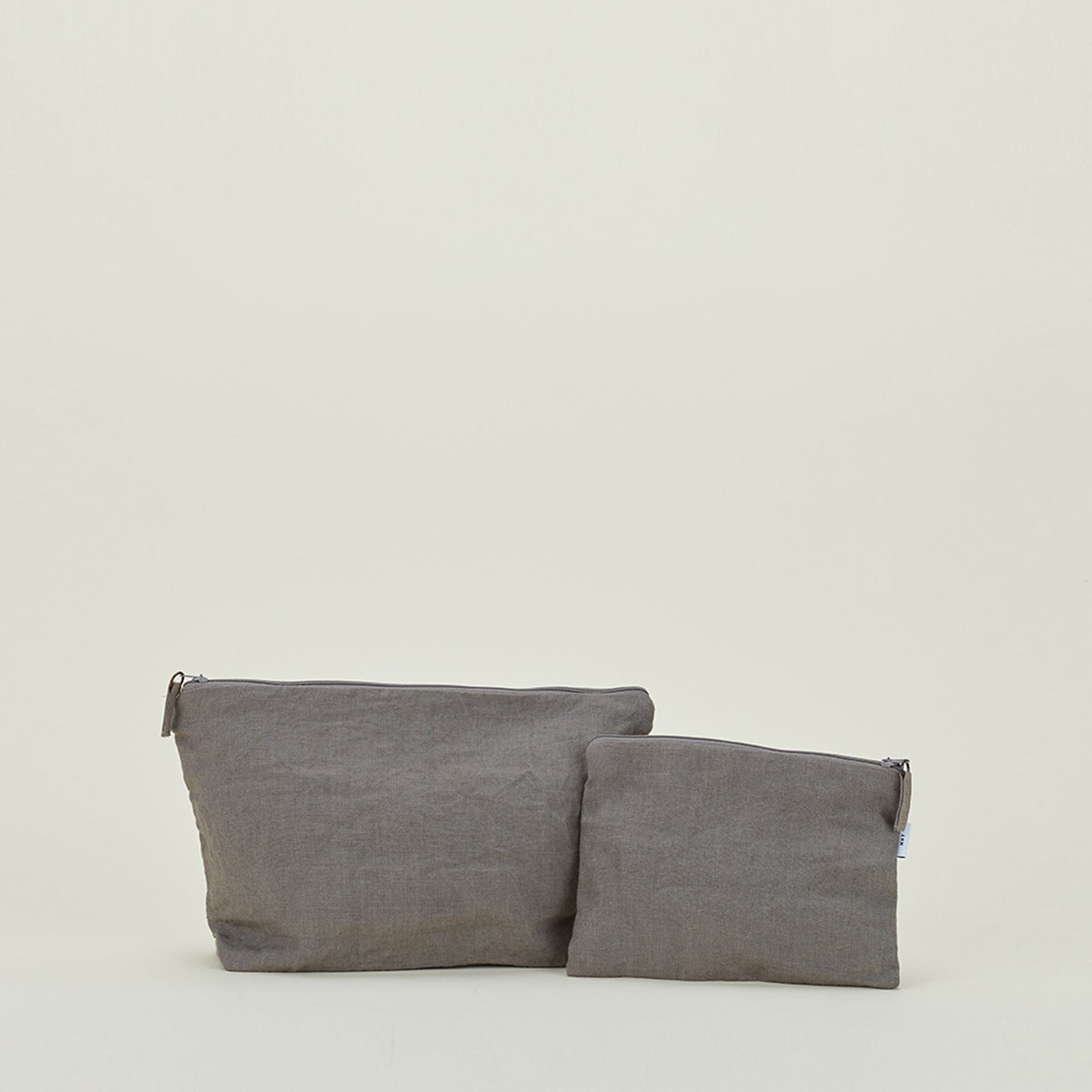 Simple Linen Zipper Pouch - Dark Grey